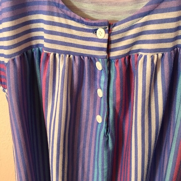 VTG Retro Striped Full Length Night Gown - Picture 11 of 15